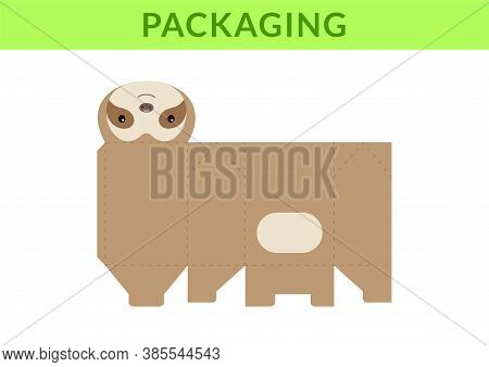 Diy Party Favor Box For Birthdays, Baby Showers With Cute Sloth For Sweets, Candies, Small Presents,