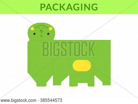 Diy Party Favor Box For Birthdays, Baby Showers With Cute Iguana For Sweets, Candies, Small Presents