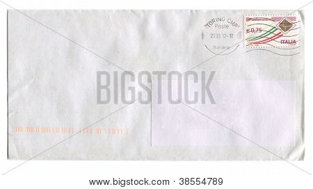 Italie - vers 2012 : Diffusion enveloppe avec des timbres dédiés à la poste italienne, vers 2012.