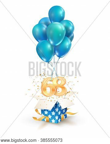 68th Years Celebrations. Greetings Of Sixty Eight Birthday Isolated Vector Design Elements. Open Tex