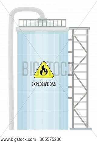 Gas Cistern Vector Tank. Propane Icon Container. Oxygen Gas Cylindrical Container Fuel Storage. Rese