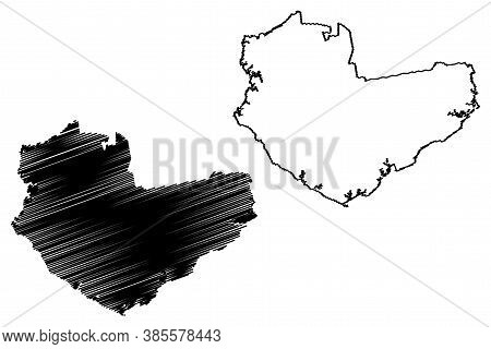 Manaus City (federative Republic Of Brazil, Amazonas State) Map Vector Illustration, Scribble Sketch