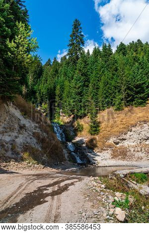 Waterfall In Goderdzi Pass, Beautiful View Of Mountain Landscape