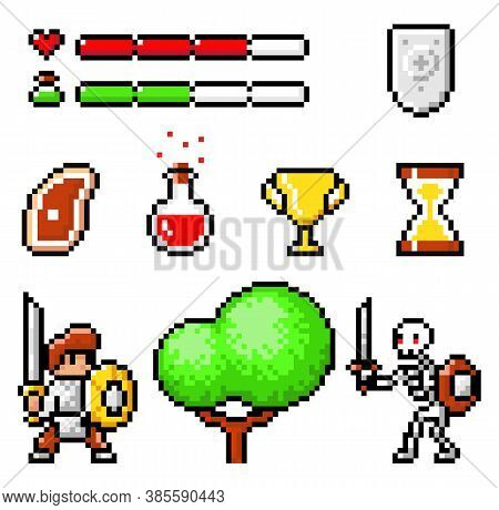 Set Of Meat, Poison, Cup Winner, Life And Magic Force Lines, Shield, Knight With Sword, Tree, Skelet