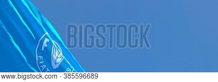 3d Rendering Of The Flag Of Food And Agriculture Organization Waving In The Wind