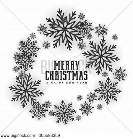 Merry Christmas Snowflakes Frame Attractive Background Design