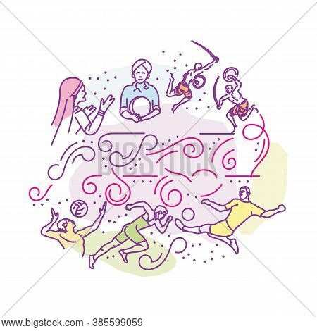 Malabar Arts And Sports Sketch Or Drawing Vector Design With Floral Elements