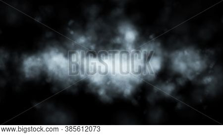 White Smoke On Black Background. Abstract Illustration. 3D Rendering.
