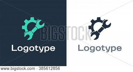 Logotype Wrench Spanner And Gear Icon Isolated On White Background. Adjusting, Service, Setting, Mai