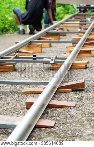 Filming Crew, Close Up Of Camera Dolly , Film Industry Equipment