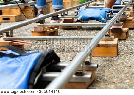 Filming Crew, Close Up Of Camera Dolly , Film Industry Equipment