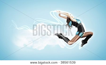 Modern stil kvinnliga dansare hoppning och poserar. Illustration
