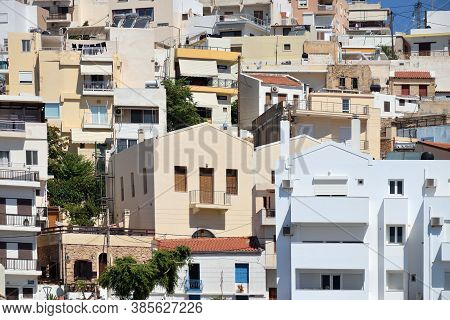 Sitia, August 12: City Architecture On August 12, 2020 At Sitia, Greece. Sitia Is A Port Town And A 