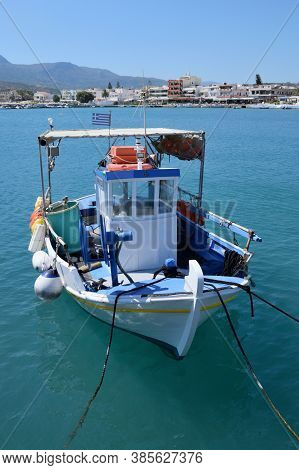 Sitia, August 12: Fisherman Boat At The Harbor On August 12, 2020 At Sitia, Greece. Sitia Is A Port 