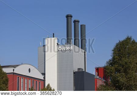 Ørsted Orsted Oersted Logotype On Building. Danish Renewable Company Power Plant Factory Producing E