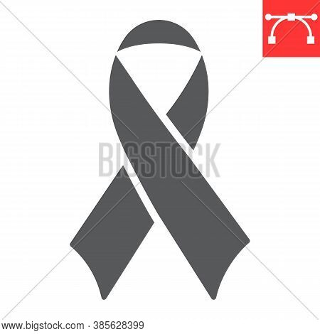 Worlds Aids Day Glyph Icon, Aids And Hiv, Red Ribbon Sign Vector Graphics, Editable Stroke Solid Ico