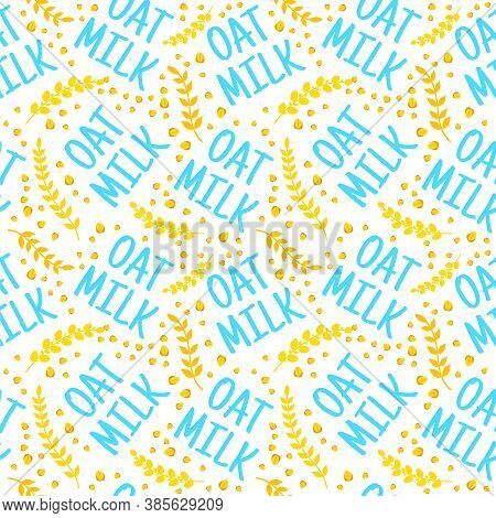 Oat Milk Seamlees Pattern Background. Vector Illustration
