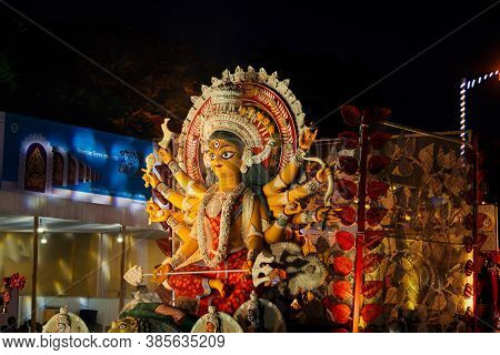 West Bengal, India, October, 2019 : Goddess Durga Idol Going For Immersion On The Day Of Bijaya Dash