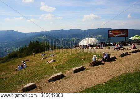 Zar Mountain, Beskid, Poland 20 August 2020. Peak Zar Mountain, Poland