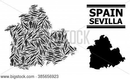 Vaccine Mosaic And Solid Map Of Sevilla Province. Vector Map Of Sevilla Province Is Formed Of Vaccin