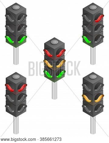 Traffic Lights Isometry. A Device For Regulating The Movement Of Vehicles On The Road, Increases The