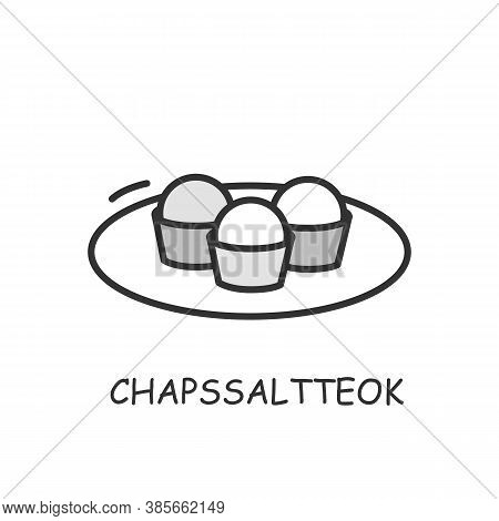 Chapssaltteok Line Icon. Korean Glutinous Rice And Red Bean Paste Cakes. Korean Dessert.traditional 