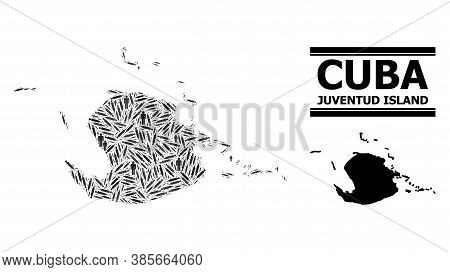 Covid-2019 Treatment Mosaic And Solid Map Of Juventud Island. Vector Map Of Juventud Island Is Desig
