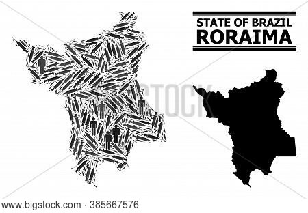 Covid-2019 Treatment Mosaic And Solid Map Of Roraima State. Vector Map Of Roraima State Is Made With