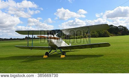 Ickwell, Bedfordshire, England - September 06, 2020: Vintage De Havilland  1928  Dh60x  Moth Biplane