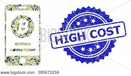 Military Camouflage Combination Of Mobile Bitcoin Account, And High Cost Scratched Rosette Seal Imit
