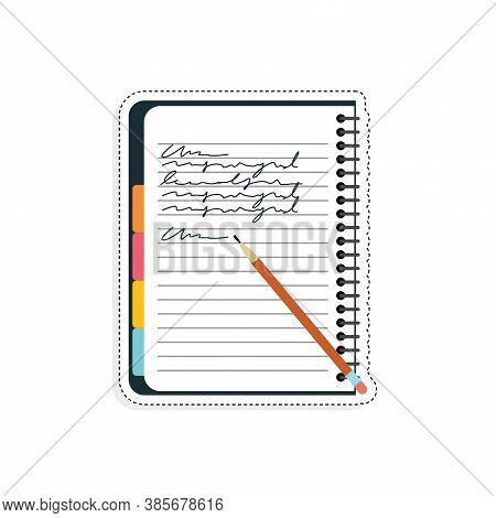 Isolated Notebook With Notes. School And Office Suplies - Vector