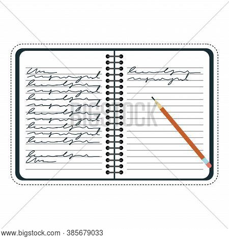 Isolated Notebook With Notes. School And Office Suplies - Vector