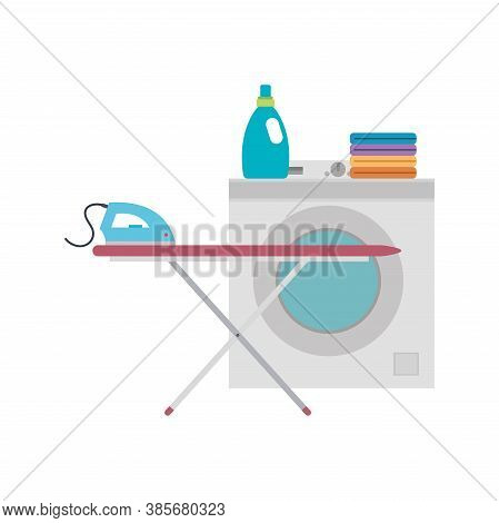 Laundry Objetcts Icons. Laundry Service At Home - Vector