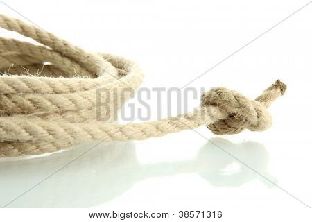 흰색 절연 매듭으로 로프의 롤