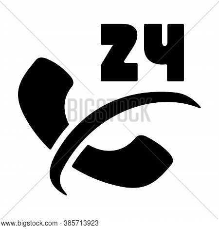 24/7 Phone Support Icon. 24 Hours Open Call Service. Non-stop Customer Support, Service, Help Symbol