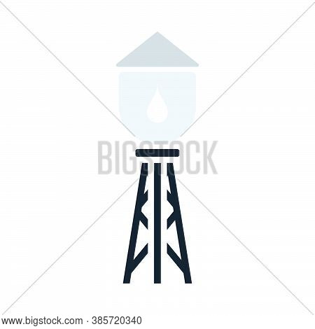 Water Tower Icon. Flat Color Design. Vector Illustration.