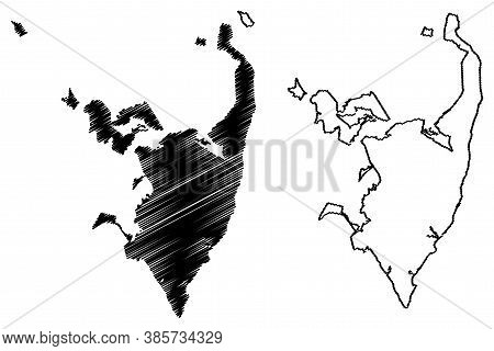 Serra City (federative Republic Of Brazil, Espirito Santo State) Map Vector Illustration, Scribble S