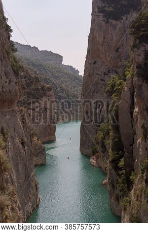View Of The Congost De Mont-rebei Gorge In Catalonia, Spain In Summer 2020.