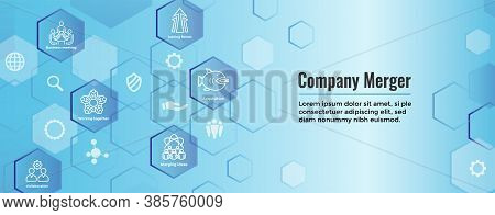 Companies Merging Together, One Buying Out The Other & Icon Set Header Banner