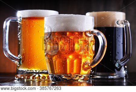 Composition With Glasses Of Beer Of Various Kinds
