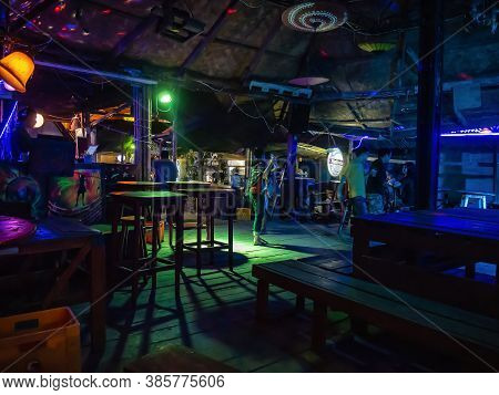 Vangvieng/lao-10 Dec 2017:unacquainted People Hangout In Sakura Bar At Vangvieng City Laos.vangvieng