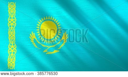 The Waving Flag Of Kazakhstan. High Quality 3d Illustration. Perfect For News, Reportage, Events.