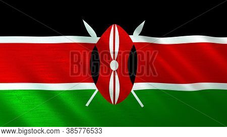 The Waving Flag Of Kenya. High Quality 3d Illustration. Perfect For News, Reportage, Events.