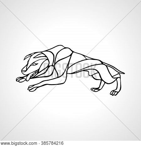 Fighting Dog Pit Bull Terrier Dog Or Canine Wavy Outline Vector