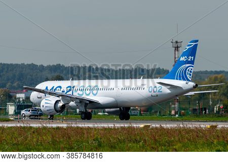 August 30, 2019. Zhukovsky, Russia. Promising Russian Medium-range Narrow-body Passenger Aircraft Ir