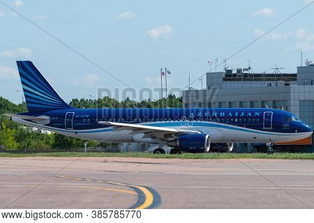 July 2, 2019, Moscow, Russia. Airplane Airbus A320-200 Azal Azerbaijan Airlines At Vnukovo Airport I