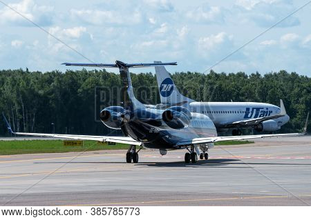 July 2, 2019, Moscow, Russia. Airplane Embraer Erj-135 Avcon Jet At Vnukovo Airport In Moscow.