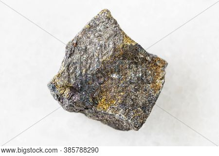Closeup Of Sample Of Natural Mineral From Geological Collection - Unpolished Bornite With Chalcopyri