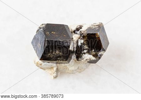 Closeup Of Sample Of Natural Mineral From Geological Collection - Unpolished Andradite Garnet Rock O