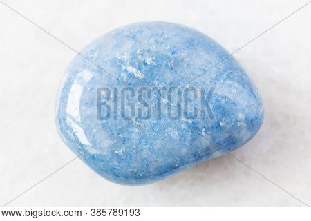 Closeup Of Sample Of Natural Mineral From Geological Collection - Tumbled Blue Aventurine Gem Stone 